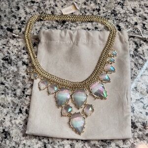 Kendra Scott Gold Necklace with Iridescent Stones